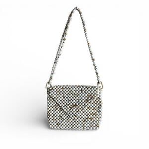 Vintage Beaded Marbled White and Beige Envelope Purse